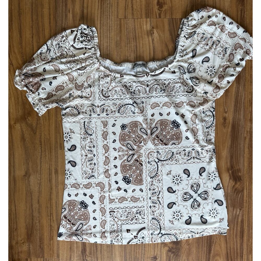 Cowgirl Hardware Paisley Blouse Shirt Top Womens size‎ L